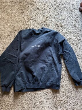 Black  Ariana grande Crewneck Sweatshirt with "yes , and?" Text